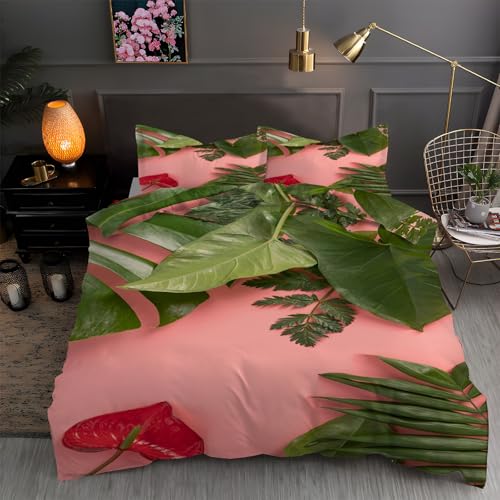 LLSZAHD BettwäSche 135x200 Rosa, Blatt Bettbezug 135 x 200 3 Teilig mit ReißVerschluss Weich und BüGelfrei BettwäSche-Sets - WendebettwäSche mit 2 Kissenbezug 80x80 von LLSZAHD