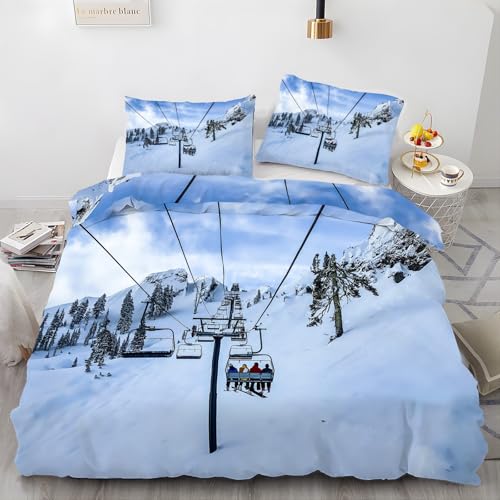 BettwäSche 135x200 Seilbahn Mikrofaser Bettbezug 135 x 200 Set mit 80x80 cm Kissenbezug, BettwäSche-Sets Landschaft Bügelfrei für Einzelbetten mit ReißVerschluss BettwäSche 135x200 Seilbahn Mikrofaser Bettbezug 135 x 200 Set mit 80x80 cm Kissenbezug, BettwäSche-Sets Landschaft Bügelfrei für Einzelbetten mit ReißVerschluss von LLSZAHD