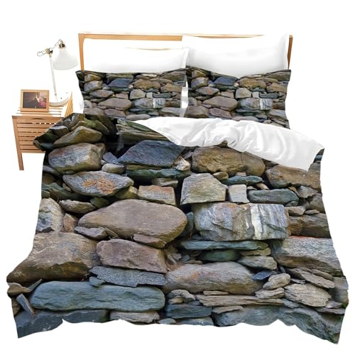 LLSZAHD BettwäSche 135x200 Stein Steinmauer Schlafkomfort Mikrofaser BettwäSche-Sets - 1 Weiche und Angenehme Bettbezug 135x200 cm + 2 KissenbezüGe 80 x 80 cm von LLSZAHD