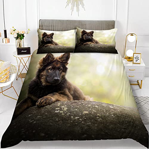 LLSZAHD BettwäSche 135x200 Teal Deutscher Schäferhund Weiche Und Angenehme Schlafkomfort 110g Mikrofaser BettwäSche-Sets -1 Bettbezug 135x200 cm + 1 KissenbezüGe 80 X 80 cm von LLSZAHD