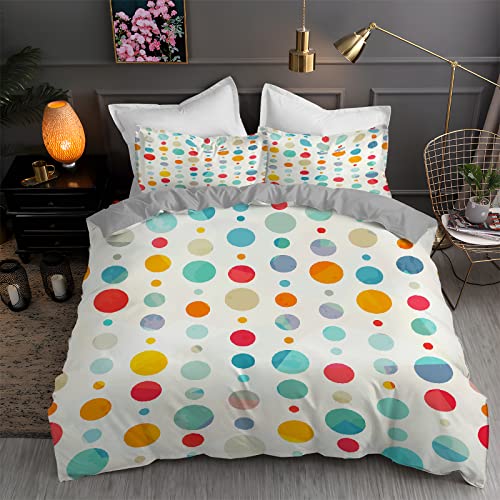 LLSZAHD BettwäSche 135x200 Weiss Punktmuster 3D Bettbezug Weiche und Angenehme Mikrofaser BettwäSche-Sets mit Reißverschluss Schließung + 2 Kissenbezug 80 X 80 cm von LLSZAHD