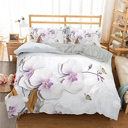 LLSZAHD BettwäSche 135x200 Weiße Blaue Blume Weiche Und Angenehme Schlafkomfort 100% Mikrofaser BettwäSche-Sets -1 Bettbezug 135x200 cm + 1 KissenbezüGe 80 X 80 cm von LLSZAHD