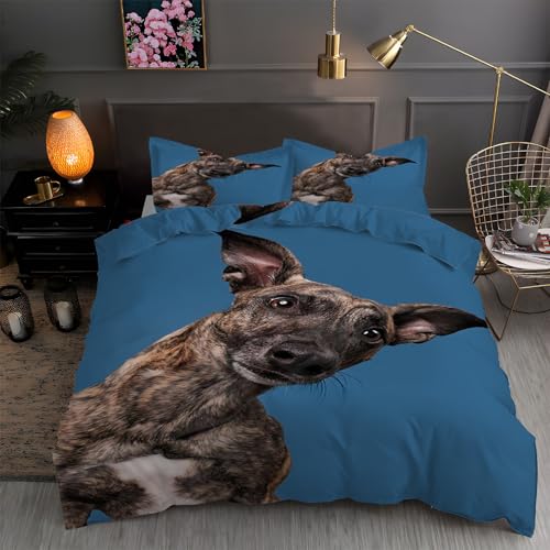 LLSZAHD BettwäSche 135x200 Whippet, Hund Bettbezug 135 x 200 3 Teilig mit ReißVerschluss Weich und BüGelfrei BettwäSche-Sets - WendebettwäSche mit 2 Kissenbezug 80x80 von LLSZAHD