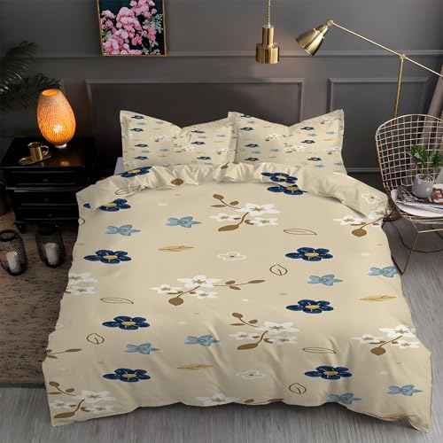 LLSZAHD BettwäSche 155x220 Blumen Bettbezug 155x220 3 Teilig mit ReißVerschluss Blumen Weich und bügelfrei BettwäSche-Sets - WendebettwäSche mit 2 Kissenbezug 80x80 von LLSZAHD