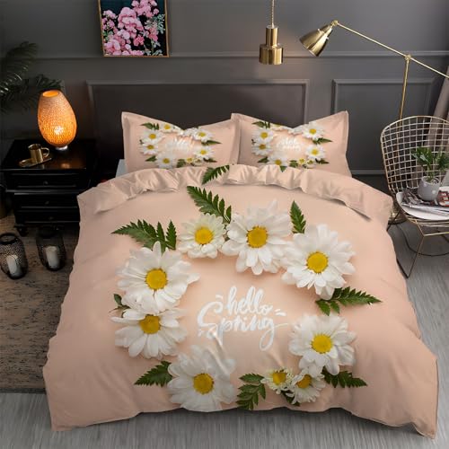 LLSZAHD BettwäSche 155x220 Blumen Mikrofaser Bettbezug 155x220 Set mit 80x80 cm Kissenbezug, BettwäSche-Sets Kranz Bügelfrei für Einzelbetten mit ReißVerschluss von LLSZAHD