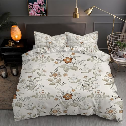 LLSZAHD BettwäSche 155x220 Bohemien, Blumen Bettbezug 155x220 3 Teilig mit ReißVerschluss Weich und BüGelfrei BettwäSche-Sets - WendebettwäSche mit 2 Kissenbezug 80x80 von LLSZAHD