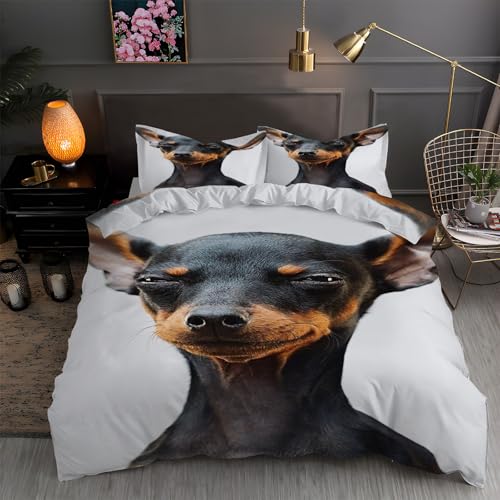 LLSZAHD BettwäSche 155x220 Dobermann Bettbezug 155x220 3 Teilig mit ReißVerschluss Niedlich Weich und bügelfrei BettwäSche-Sets - WendebettwäSche mit 2 Kissenbezug 80x80 LLSZAHD BettwäSche 155x220 Dobermann Bettbezug 155x220 3 Teilig mit ReißVerschluss Niedlich Weich und bügelfrei BettwäSche-Sets - WendebettwäSche mit 2 Kissenbezug 80x80 von LLSZAHD