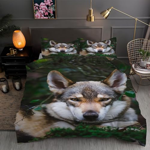 LLSZAHD BettwäSche 155x220 Hund Mikrofaser Bettbezug 155x220 Set mit 80x80 cm Kissenbezug, BettwäSche-Sets Haustier Bügelfrei für Einzelbetten mit ReißVerschluss von LLSZAHD