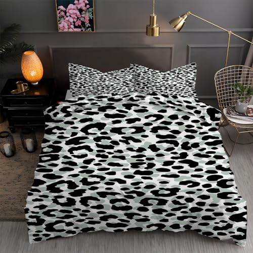 LLSZAHD BettwäSche 155x220 Schwarz, Modisches Leopardenmuster Bettbezug 155x220 3 Teilig mit ReißVerschluss Weich und BüGelfrei BettwäSche-Sets - WendebettwäSche mit 2 Kissenbezug 80x80 LLSZAHD BettwäSche 155x220 Schwarz, Modisches Leopardenmuster Bettbezug 155x220 3 Teilig mit ReißVerschluss Weich und BüGelfrei BettwäSche-Sets - WendebettwäSche mit 2 Kissenbezug 80x80 von LLSZAHD