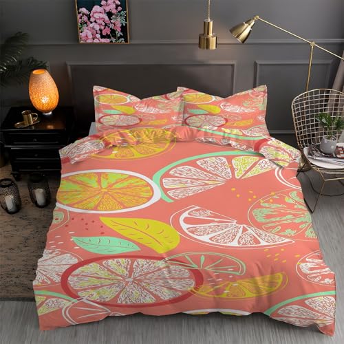 LLSZAHD BettwäSche 200x200 Cartoon Illustration Bettbezug 200x200 3 Teilig mit ReißVerschluss Pampelmuse Weich und bügelfrei BettwäSche-Sets - WendebettwäSche mit 2 Kissenbezug 80x80 von LLSZAHD