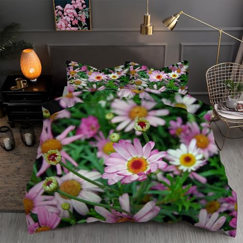 LLSZAHD BettwäSche 200x200 Margaret Bettbezug 200x200 3 Teilig mit ReißVerschluss Wildblumen Weich und bügelfrei BettwäSche-Sets - WendebettwäSche mit 2 Kissenbezug 80x80 von LLSZAHD