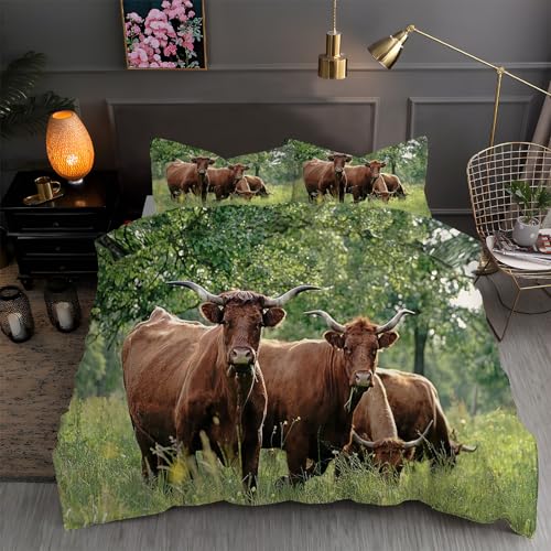 LLSZAHD BettwäSche 220x240 Dexter Die Kuh Bettbezug 220x240 3 Teilig mit ReißVerschluss Tierwelt Weich und bügelfrei BettwäSche-Sets - WendebettwäSche mit 2 Kissenbezug 80x80 von LLSZAHD