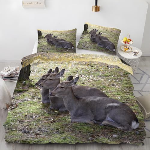 LLSZAHD Bettwäsche 220x240 GeschüTzt Tiere Bettwäsche-Sets 3D Druck Sika Deer Bettbezug mit Reißverschluss Cozy Atmungsaktive Bügelfrei 110gsm Microfaser Deckenbezug und 2 Kissenbezug 80x80 cm LLSZAHD Bettwäsche 220x240 GeschüTzt Tiere Bettwäsche-Sets 3D Druck Sika Deer Bettbezug mit Reißverschluss Cozy Atmungsaktive Bügelfrei 110gsm Microfaser Deckenbezug und 2 Kissenbezug 80x80 cm von LLSZAHD