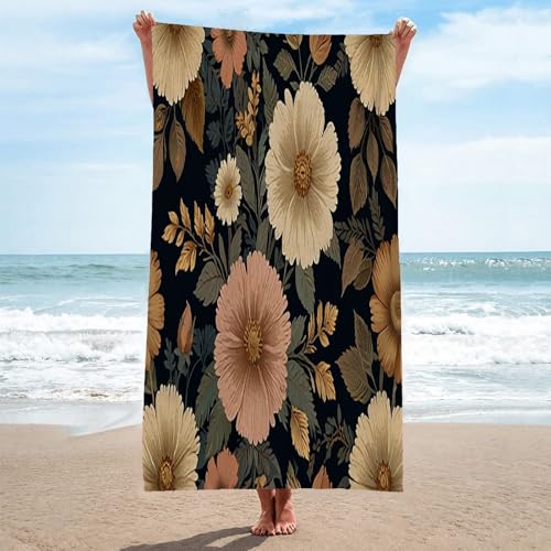 LLSZAHD Mikrofaser Handtuch 3D Blumen Strandtuch Groß 70x150cm Mikrofaser Strandtuch HandtüCher Schnelltrocknend-Ultra Leicht Sandfreies Strandhandtuch StrandtüCher von LLSZAHD
