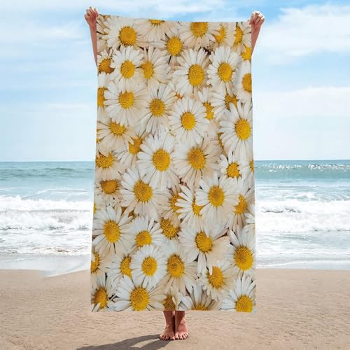 LLSZAHD Mikrofaser Handtuch 3D Gänseblümchen Strandtuch Groß 70x150cm Mikrofaser Strandtuch HandtüCher Schnelltrocknend-Ultra Leicht Sandfreies Strandhandtuch StrandtüCher von LLSZAHD