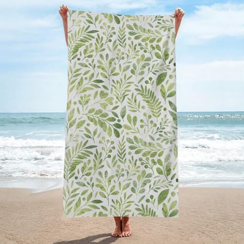 LLSZAHD Mikrofaser Strandtuch XXL Pflanzen StrandtüCher Groß 90x180cm Mikrofaser Strandtuch HandtüCher Schnelltrocknend-Ultra Leicht Sandfreies Strandhandtuch StrandtüCher von LLSZAHD