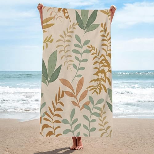 LLSZAHD Mikrofaser Strandtuch XXL Pflanzen StrandtüCher Groß 90x180cm Mikrofaser Strandtuch HandtüCher Schnelltrocknend-Ultra Leicht Sandfreies Strandhandtuch StrandtüCher von LLSZAHD