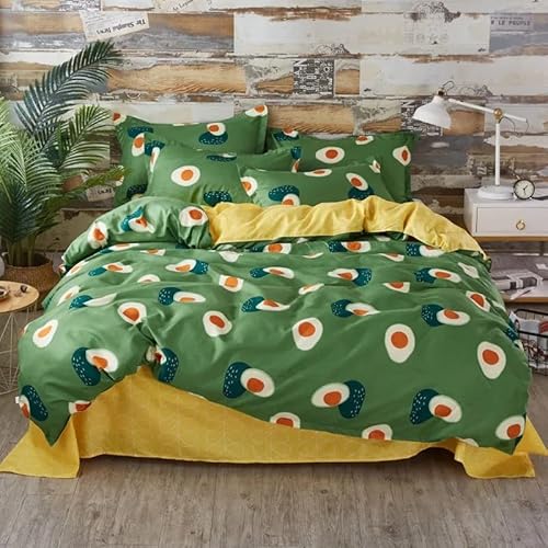 LLSZAHD Sommer BettwäSche 135x200 Avocado Bettbezug 135x 200 3 Teilig mit ReißVerschluss Obst Weich und bügelfrei BettwäSche-Sets - WendebettwäSche mit 2 Kissenbezug 80x80 von LLSZAHD