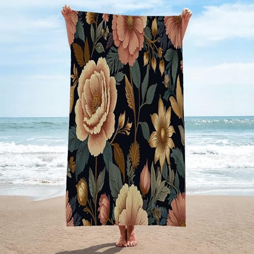 LLSZAHD Strandtuch Groß 100x200 Pflanzen StrandtüCher Groß Mikrofaser Strandtuch HandtüCher Schnelltrocknend-Ultra Leicht Sandfreies Strandhandtuch StrandtüCher von LLSZAHD