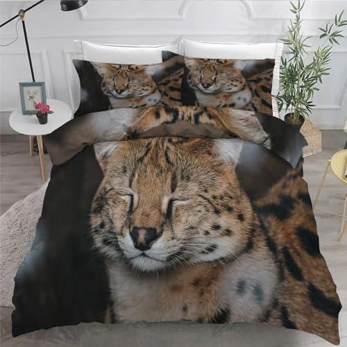 LLSZAHD Tier BettwäSche 135x200 Serval Katze Mikrofaser Bettbezug 135 x 200 Set mit 80x80 cm Kissenbezug, BettwäSche-Sets Tier Bügelfrei für Einzelbetten mit ReißVerschluss LLSZAHD Tier BettwäSche 135x200 Serval Katze Mikrofaser Bettbezug 135 x 200 Set mit 80x80 cm Kissenbezug, BettwäSche-Sets Tier Bügelfrei für Einzelbetten mit ReißVerschluss von LLSZAHD