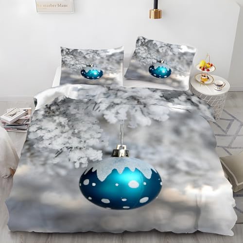 LLSZAHD Weihnachten BettwäSche 135x200 Farbige Kugeln 3D Bettbezug Weiche und Angenehme Mikrofaser BettwäSche-Sets mit Reißverschluss Schließung + 2 Kissenbezug 80 X 80 cm von LLSZAHD