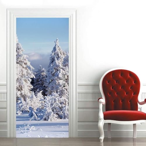 Türtapete Selbstklebend 100x200 cm Zeder Schneelandschaft Türaufkleber 3D entfernbar für schlafzimmer wohnzimmer badezimmer dekoration - türposter wasserdicht Türtapete Selbstklebend 100x200 cm Zeder Schneelandschaft Türaufkleber 3D entfernbar für schlafzimmer wohnzimmer badezimmer dekoration - türposter wasserdicht von LLSZAHD