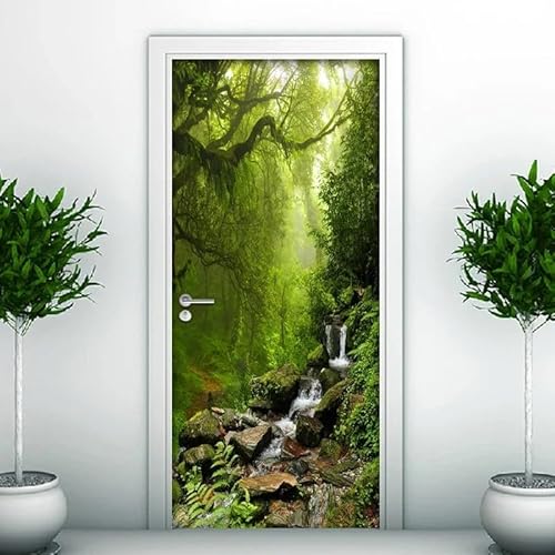 Türtapete Selbstklebend 77x200 cm Wald GrüNe Pflanzen Türaufkleber 3D entfernbar für schlafzimmer wohnzimmer badezimmer dekoration - türposter wasserdicht Türtapete Selbstklebend 77x200 cm Wald GrüNe Pflanzen Türaufkleber 3D entfernbar für schlafzimmer wohnzimmer badezimmer dekoration - türposter wasserdicht von LLSZAHD