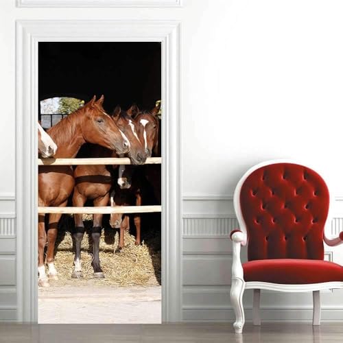 Türtapete Selbstklebend 80x200 cm Schnelles Pferd Moderne Kunst Türaufkleber 3D entfernbar für schlafzimmer wohnzimmer badezimmer dekoration - türposter wasserdicht Türtapete Selbstklebend 80x200 cm Schnelles Pferd Moderne Kunst Türaufkleber 3D entfernbar für schlafzimmer wohnzimmer badezimmer dekoration - türposter wasserdicht von LLSZAHD