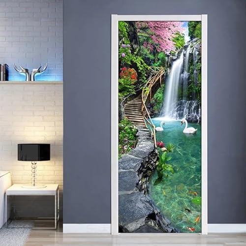 Türtapete Selbstklebend 86x200 cm Wasserfall Landschaft Türaufkleber 3D entfernbar für schlafzimmer wohnzimmer badezimmer dekoration - türposter wasserdicht Türtapete Selbstklebend 86x200 cm Wasserfall Landschaft Türaufkleber 3D entfernbar für schlafzimmer wohnzimmer badezimmer dekoration - türposter wasserdicht von LLSZAHD