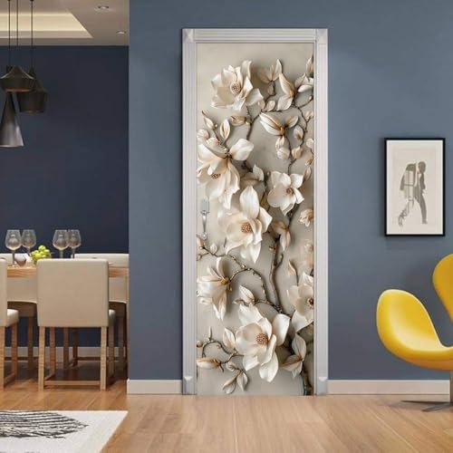 Türtapete Selbstklebend 90x200 cm Magnolien Blumen Türaufkleber 3D entfernbar für schlafzimmer wohnzimmer badezimmer dekoration - türposter wasserdicht Türtapete Selbstklebend 90x200 cm Magnolien Blumen Türaufkleber 3D entfernbar für schlafzimmer wohnzimmer badezimmer dekoration - türposter wasserdicht von LLSZAHD