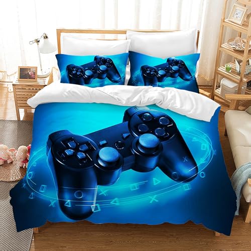 LLTTEER Gamepad Bettwäsche Set Jungen Gamer Bettbezug Set Jungen Gamepad Bettwäsche Set 3D Effekt Gamepad Druck Microfaser Bettbezug und Kissenbezug 50x75cm (Gamepad 03, 135 x 200 cm) von LLTTEER