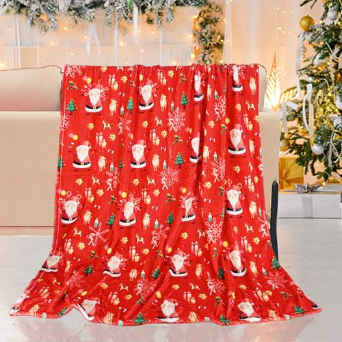 LLTTEER Weihnachten Kuscheldecke Sherpa Fleece Decke Wohndecke Flanell Fleecedecke Als Sofadecke und Kuschel Couchdecke (130 x 150 cm, Weihnachten-02) von LLTTEER