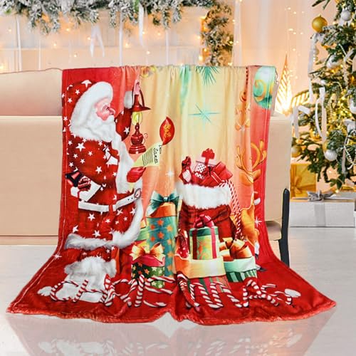 LLTTEER Weihnachten Kuscheldecke Sherpa Fleece Decke Wohndecke Flanell Fleecedecke Als Sofadecke und Kuschel Couchdecke (130 x 150 cm, Weihnachten-03) von LLTTEER