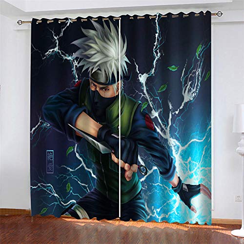 LLWERSJ Vorhänge Blickdicht Anime Naruto Kinder Vorhang Blickdicht Thermovorhang Verdunkelungsvorhänge mit Ösen für Wohnzimmer Schlafzimmer Kinderzimmer 2er Set B75x H166cm von LLWERSJ