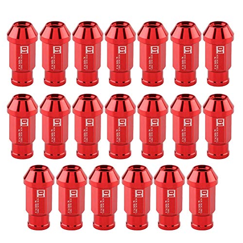 Terisass Rad Radmuttern 20 Stück Autoreifenschraube Rennrad Aluminiummutter M12X1.5 (Lila Blau Rot Schwarz Silber)(rot) von LLWQuanZSS