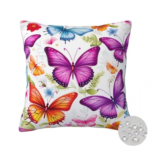 2er Set Kissenbezug 30x30 cm Outdoor Kissenhülle Wasserdichte Sofakissen Schmetterling Gedruckte dekokissen Purpurrot Couch Kissen Outdoorkissen für Sofa Balkon Terrasse Patio Garten Dekorativ -FS278 von LLWYH