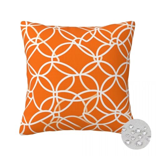 2er Set Kissenbezug 35x35 cm Outdoor Kissenhülle Wasserdichte Sofakissen Orange Gedruckte dekokissen Geometrisch Couch Kissen Outdoorkissen für Sofa Balkon Terrasse Patio Garten Bauernhause -FS486 von LLWYH
