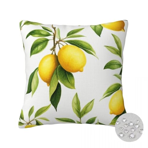 2er Set Kissenbezug 35x35 cm Outdoor Kissenhülle Wasserdichte Sofakissen Zitrone Gedruckte dekokissen Vegetativ Couch Kissen Outdoorkissen für Sofa Balkon Terrasse Garten Bauernhause Dekorativ -FS142 von LLWYH