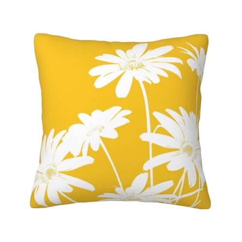 2er Set Kissenbezug 50x50 cm Samt Sofakissen Kissenbezüge Gelb Couchkissen Dekokissen Sofa Kissen Blüte Weich Zierkissen mit Verstecktem Reißverschluss für Schlafzimmer Wohnzimmer Garten Deko -TR122 von LLWYH