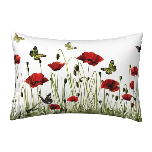 2er Set Samt Kissenbezug 30x50 cm Weiche Kissenhülle Pflanze Zierkissenbezüge Sofakissen Mohnblumen Dekokissen Kissenbezüge Zierkissen Couch Kissen Deko für Wohnzimmer Sofa Schlafzimmer Bett -TER33 2er Set Samt Kissenbezug 30x50 cm Weiche Kissenhülle Pflanze Zierkissenbezüge Sofakissen Mohnblumen Dekokissen Kissenbezüge Zierkissen Couch Kissen Deko für Wohnzimmer Sofa Schlafzimmer Bett -TER33 von LLWYH