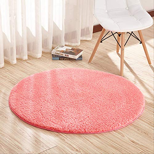 LLWYH Badteppich Berber Fleece Weiches Und Bequemes Rundes Kissen Computerstuhlkissen Schlafzimmer Wohnzimmer Nachtteppich 100 cm Durchmesser Rosa von LLWYH