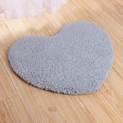 Badteppich Herzförmiger Teppich Aus Saugfähigem Teppich, Saugfähige rutschfeste Fußmatten Für Bad Und Küche 50x60cm Silber grau von LLWYH