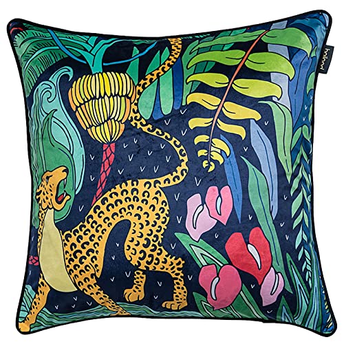 Kissenbezüge Dschungel Samt Kissenbezug Ist Geeignet für Wohnzimmer Sofa Schlafzimmer Innendekoration 45X45cm (Ohne Kern) Gelber Leopard von LLWYH