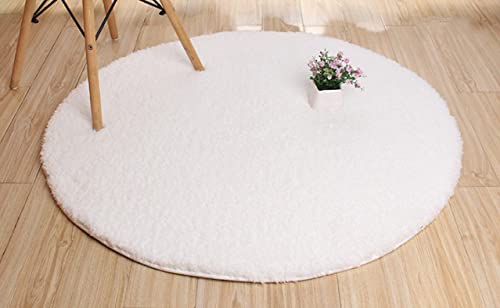 LLWYH 5 Stück Badematte Berber Fleece Runde Badteppiche Wohnzimmer Schlafzimmer Weiches Und Bequemes Teppichkissen 100cm Im Durchmesser Weiß von LLWYH