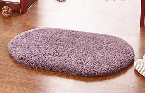 LLWYH 5 Stück Badteppich Badematte Badezimmerteppich Badvorleger Berber Fleece Ovales Badezimmer Saugfähig rutschfeste Badteppiche Schlafzimmer Wohnzimmer Nachtteppich 60X160cm Grauviolett von LLWYH