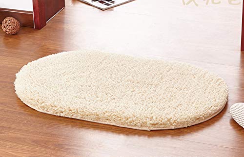LLWYH Badematte Berber Fleece Schlafzimmer Wohnzimmer Ovaler Teppich Badezimmer Küche Saugfähige rutschfeste Matte 60X100 cm Kamel von LLWYH