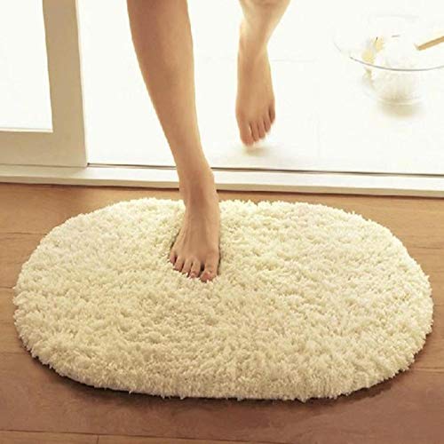 LLWYH 5 Stück Badteppich Badematte Badezimmerteppich Badvorleger Berber Fleece Ovales Badezimmer Saugfähig rutschfeste Badteppiche Schlafzimmer Wohnzimmer Nachtteppich 60X120cm Beige von LLWYH