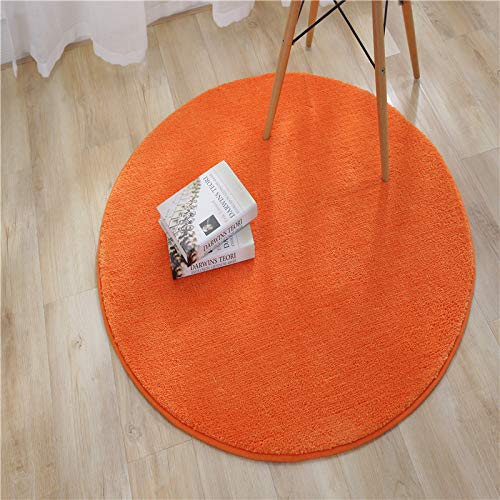 LLWYH Badteppich Badematte Badezimmerteppich Badvorleger Reine Farbe Rundes Schlafzimmer Nachttisch Teppich Saugfähige rutschfeste Kinder Krabbelmatte 80cm Im Durchmesser Orange von LLWYH