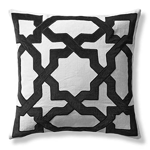 LLWYH Kissenbezüge Samt Bestickter Kissenbezug Eignet Sich für Wohnzimmer Sofa Schlafzimmer Innendekoration 45X45 cm (Ohne Kern) Schwarze Geometrie von LLWYH