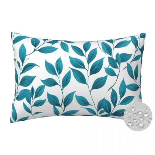 LLWYH Outdoor Kissen 35x55 cm 2er Set Kissenbezug Türkis Wasserfest Outdoor Kissenbezüge Blatt Dekorative Kissenhüllen Zierkissen mit Verstecktem Reißverschluss Sofakissen für Garten Patio Deko -FS41 von LLWYH